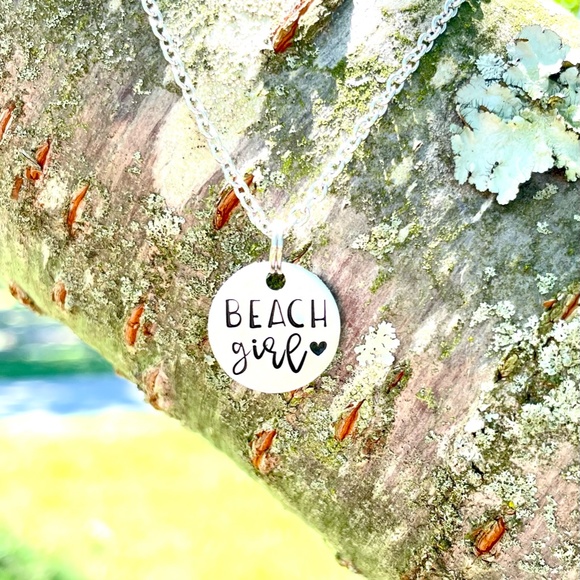 Beach Necklace - Disc Necklace - Hand Stamped Necklace - Hand Stamped Jewelry - Picture 9 of 11